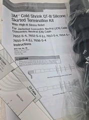 3M 7652-S-4-1/0 Cold Shrink QT-III Termination Kit, CN & JCN Cable, 5-25/28 Kv
