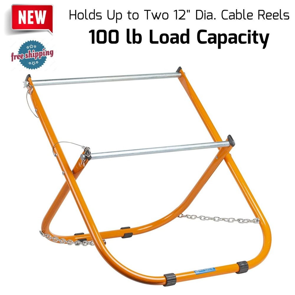 Double Spool Electric Cable Caddy for Coax Wire Reel Dispenser Holder Traveling