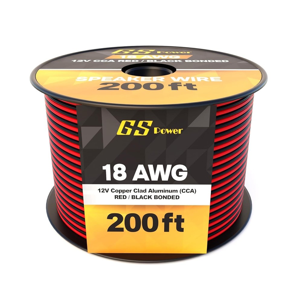 GS Power CCA 400ft 18 Gauge Wire Automotive 200ft 200 ft-Bonded, Red/Black