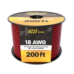GS Power CCA 400ft 18 Gauge Wire Automotive 200ft 200 ft-Bonded, Red/Black