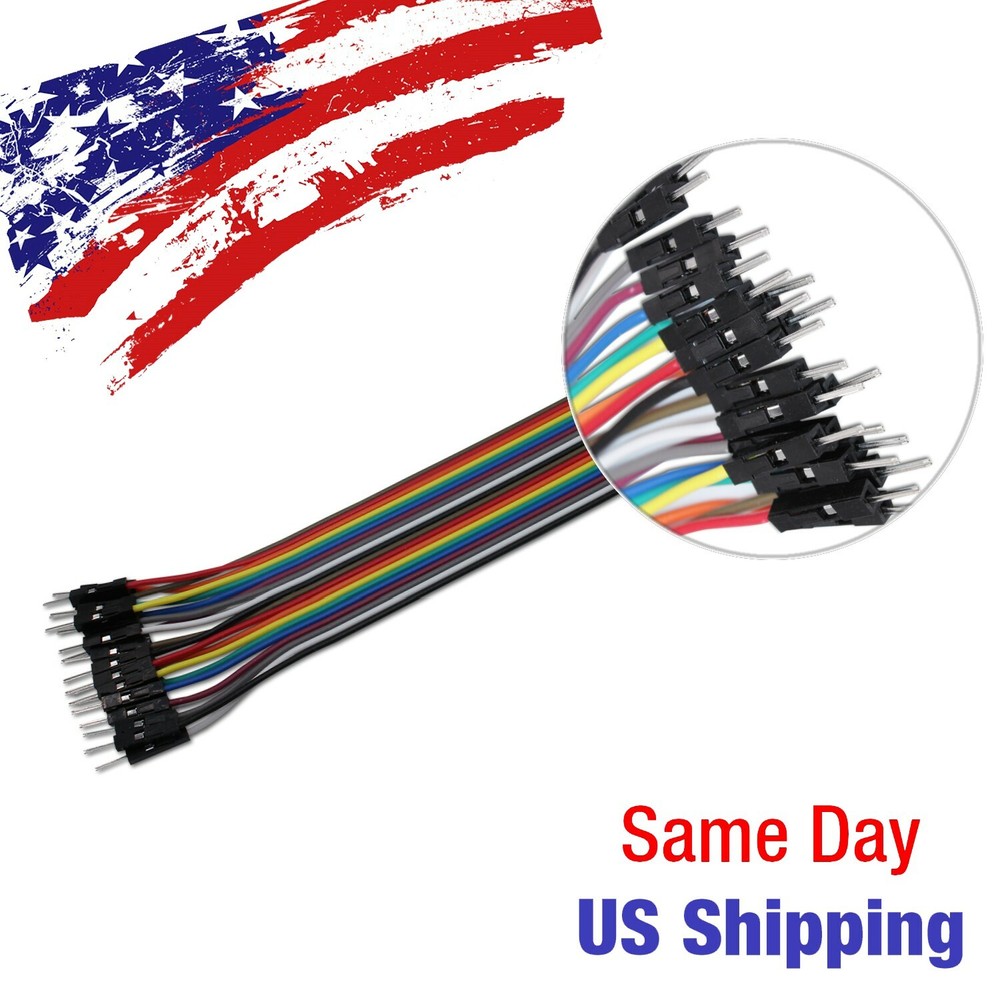 Dupont Male to Male Jumper Wire Line Arduino Breadboard PIC AVR 20cm 20pcs USA!