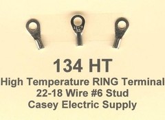 50 High Temperature RING Terminal Connector #22-18 Wire AWG #6 Stud 900°F MOLEX