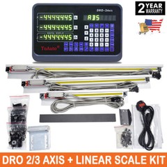 TOAUTO 5um Linear Scales + DRO 2/3 Axis Digital Readout Set for Mill Lathe,US