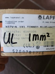 Lapp Kabel X07V-K 1X1 TINNED BLUE 450/750V 18awg 100 meters 4160314