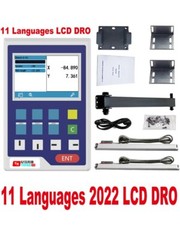 11 Languages 2 Axis LCD Digital Readout+2PCS 5U Linear Glass Scale Optical Ruler
