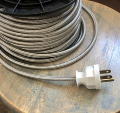 Steel Metal Covered Cord – Round 3wire Metal Braided Cable, Mesh Jack – Per Foot
