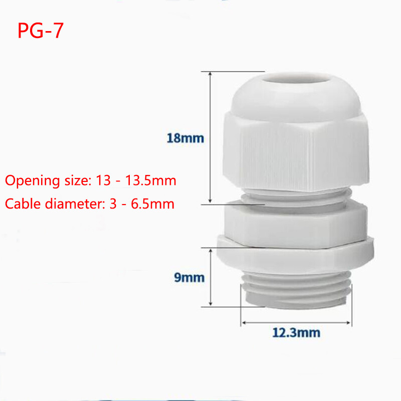 Waterproof Cable Gland Connector IP68 White Black Nylon Plastic PG-7/9/11~36/42