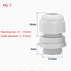 Waterproof Cable Gland Connector IP68 White Black Nylon Plastic PG-7/9/11~36/42