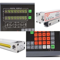 2 Axis Digital Readout+ 2pc Linear Scales Glass Sensor LED DRO Display Kit Lathe