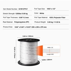 VEVOR Polyester Pulling Tape Mule Tape 1/2″ x 1053′ 1250 lbf Tensile Capacity