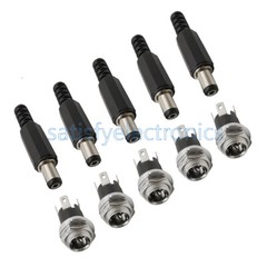 5.5mm x 2.1mm DC Power Supply Plug Connector + Female Metal Panel Mount Socket S