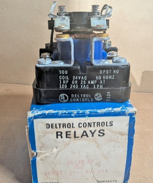 Deltrol Controls 20240-82 Heavy Duty Power Relay 900, 24VAC Coil, DPST, 25A(NEW)