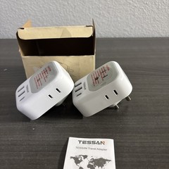 TESSAN US to India Plug Adapter 2 Pack Type D Travel Adapter 4 Outlets