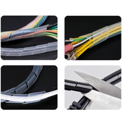 Spiral Wrap Cable Tidy White/Black Hide Banding Loom Wire Management 4mm-30mm