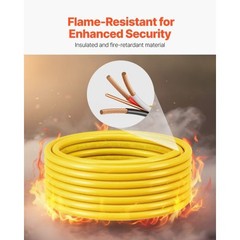 NM-B Wire, 6AWG/3C Non-Mettalic Residential Indoor Electrical Wire with Ground,