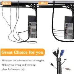 8~25mm Wrap Cable Binding Tidy Leads on TV / PC / Home Cinema / CCTV Wires Hide