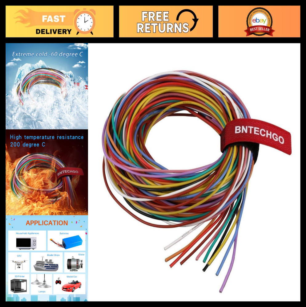 20 Gauge Silicone Wire Kit – 10 Colors, 10ft Flexible Stranded Tinned Copper AWG