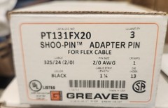 Greaves PT131FX20, 2/0 AWG, Compression Pin Adapter with Insulating Cover, 1pc