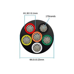 25FT 22 AWG 6 Conductor Electrical Wire Tinned Copper Outdoor LED Automotive