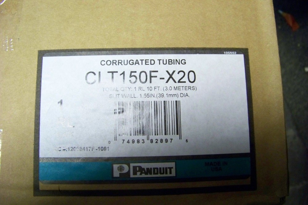 NEW Panduit CLT150F-X20 Slit Wall Corrugated Tubing (10 Ft) Black, Sealed