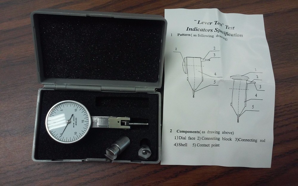 0.03″ x 0.0005″ dial test indicator white face with 2 pcs accessories #303- NEW
