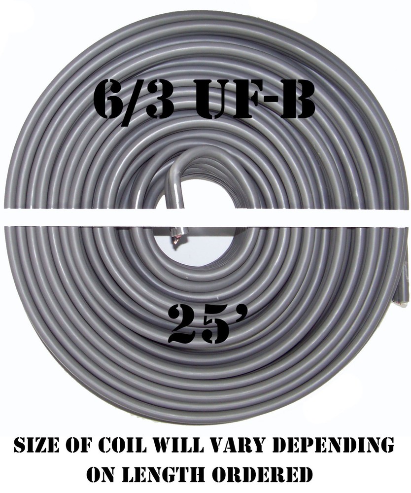 6/3 UF-B x 25′ Southwire Underground Feeder Cable