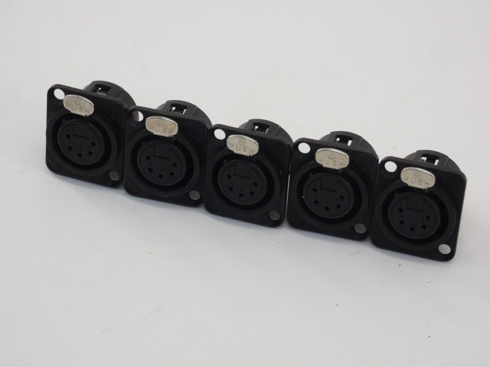 *Lot of 5* 5-Pin Black XLR Connectors – NEW Surplus!