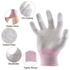 6 Pairs ESD Anti Static Gloves 19cm PC Gloves(Small), Pink
