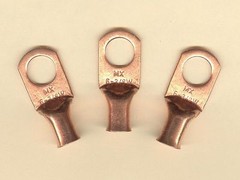 10 Bare Battery Big COPPER Ring Lug Terminal Connector #6 Wire Gauge 3/8″ Stud