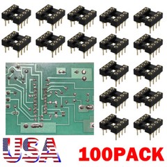 100PC 8 Pin DIP SIP Round IC Socket Adaptor Solder Type Gold Plated Machined USA