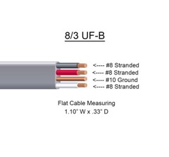 8/3 UF-B x 60′ Southwire Underground Feeder Cable