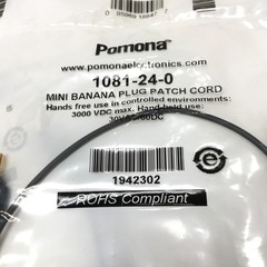 Lot of 4 Pomona 1081-24-0 Stackable Mini Banana Plug Patch Cords, Black, 24″ L