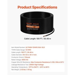 12 AWG Solid THHN Wire, 100% OFC Copper Electrical Building Wire with Nylon Jack
