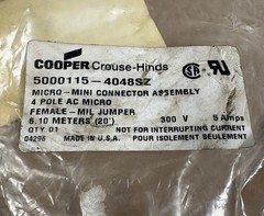 COOPER CROUSE-HINDS 5000115-4048SZ MICRO-MINI CONNECTOR ASSEMBLY 6.10 METER NEW