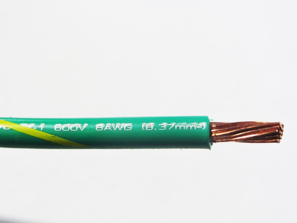 MTW 8 GAUGE AWG GREEN/YELLOW STRIPE 19 STRANDS COPPER GROUND WIRE 10′ FT USA