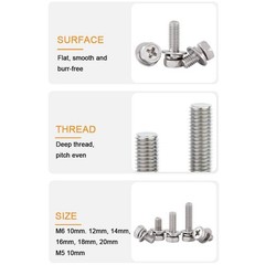 6-Pack Motorcycle Battery Terminal M6 x16mm Square Nut Kit Stainless Steel 304
