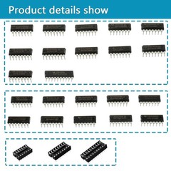 49Pcs 25 Types 74HCxx and 74LSxx Series Logic IC Assortment Kit & IC Socket, …