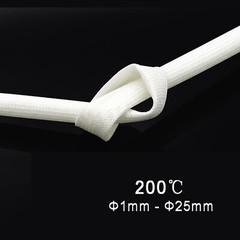 Silicon Fiber Glass Insulated Tube Braided High Temperature Sleeving 200℃ WHITE