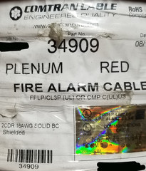 ComTran 34909 16/2C Solid Shielded FPLP Fire Alarm Cable Red /100ft