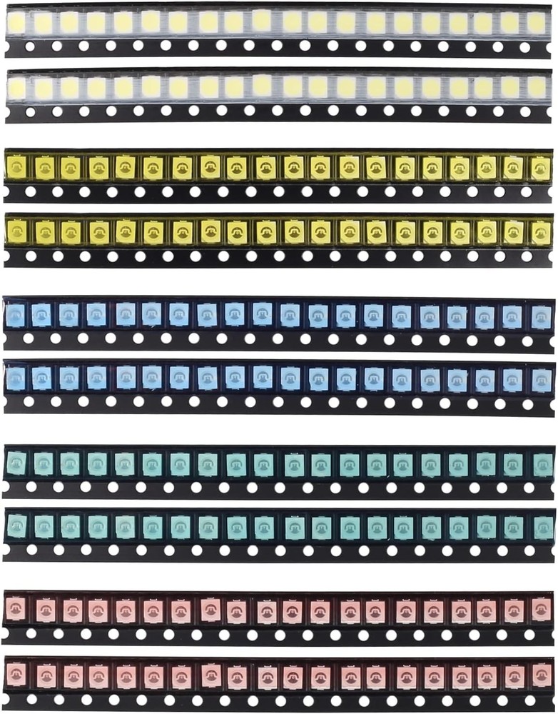SMD LED Diodes Kit 3528 1210 200pcs Assorted Colors Green Red White Blue Yellow
