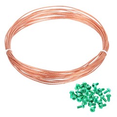 18 Gauge 25 ft Bare Copper Ground Wire with 30Pcs #8-32 x 5/16″ Green Screws