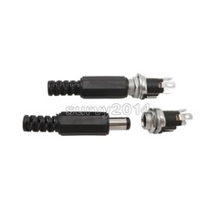 5.5×2.1mm DC Power Supply Plug Connector + Female Metal Panel Mount Socket Jack