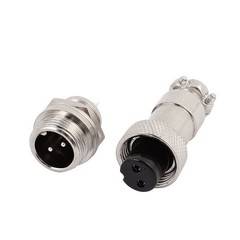 GX12-2 AC 250V 5A 2P 12mm Thread Metal Panel Cable Aviation Connector