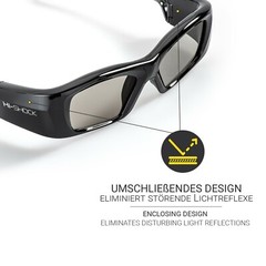 Hi-SHOCK® 3D Glasses BT Pro “Black Diamond” | for Samsung, Sony HD / 4K TV Black