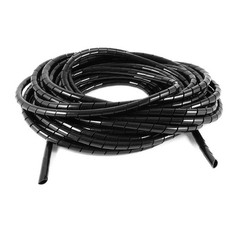Black 10mm Outside Dia. 10M Polyethylene Spiral Cable Wire Wrap Tube