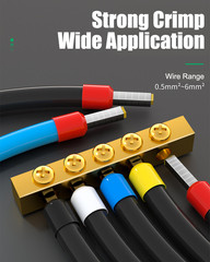 Tinned Brass Wire Connectors Kit, Insulated Bootlace Ferrule Crimp Terminals