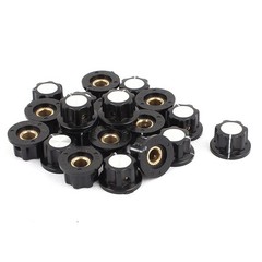 Black Plastic Ribbed Grip 6mm Shaft Potentiometer Control Rotary Knob Cap 20Pcs