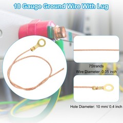 8 Inch Bare Copper Wire-Copper Grounding Lugs, 20 Pcs Cables with Lug