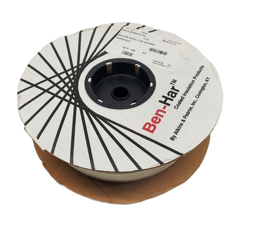 125 ft Spool Atkins & Pearce Ben-Har® 3000301001S Acryl C 3/8 in Natural Sleeve