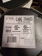 White 12 AWG Stranded Copper Wire 500 FT 600V